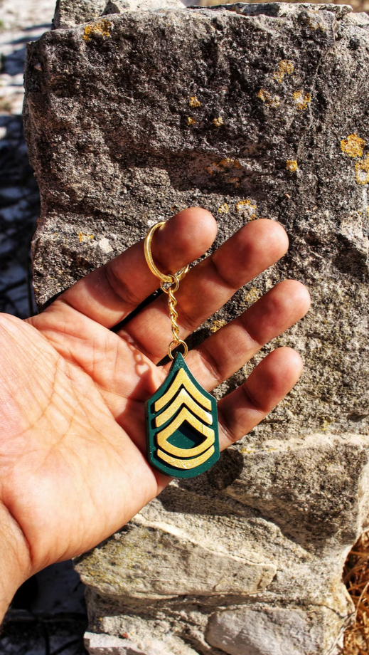 Personalized Military Rank Keychain for Veterans