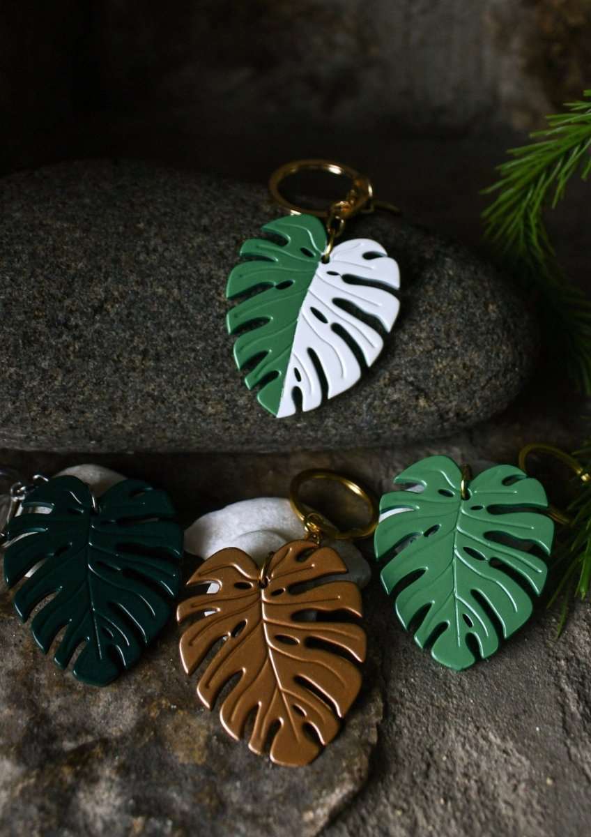 Pair of Monstera Leaf Key Charm Cute Plant Lover Gifts