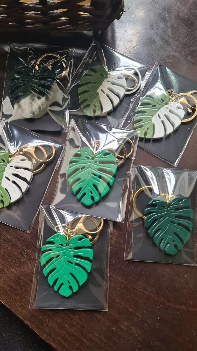Pair of Monstera Leaf Key Charm Cute Plant Lover Gifts