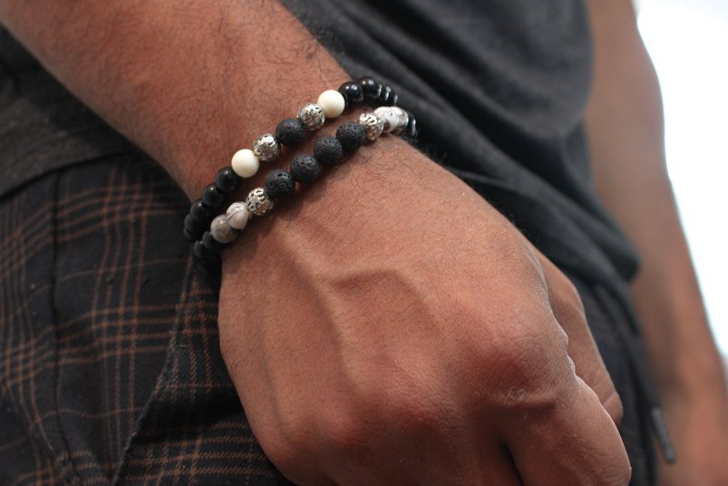 "Onyx Lava Stone" - Lava Rock Beads Bracelet, Stylish Bracelet, Healing Gemstone,For Gift, Handmade Men Women Bracelet